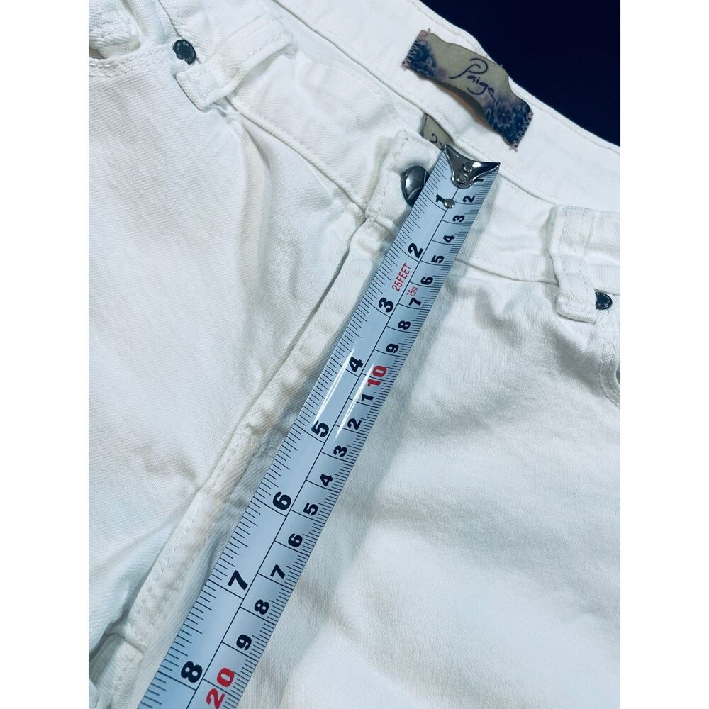~ PAIGE 27 Jean Shorts Jimmy Jimmy Rolled Hem Zip Low/Mid-Rise Dylan Denim White - Picture 8 of 16
